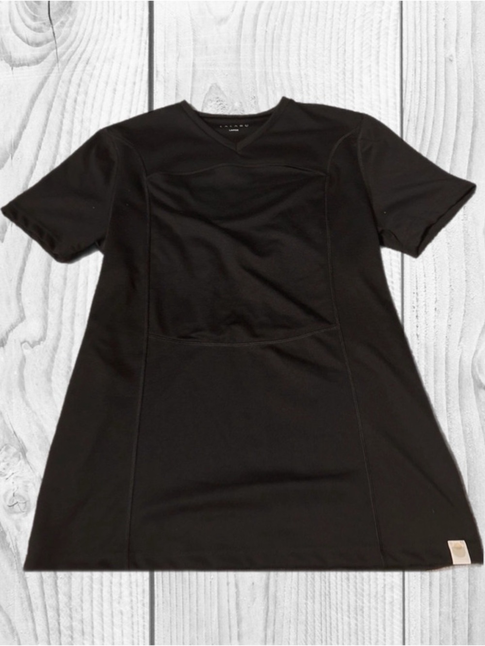Lalabu The Dad Shirt Outdoor Minimal pouch carrier v neck Tee Black Large